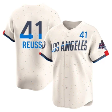 Men's Los Angeles Dodgers Jerry Reuss ＃41 Cream Limited 2024 City Connect World Series Champions Jersey