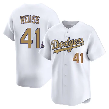 Men's Los Angeles Dodgers Jerry Reuss ＃41 Gold Limited White 2025 Collection Jersey