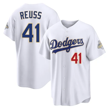 Men's Los Angeles Dodgers Jerry Reuss ＃41 Gold Limited White 2026 Collection Stadium Jersey