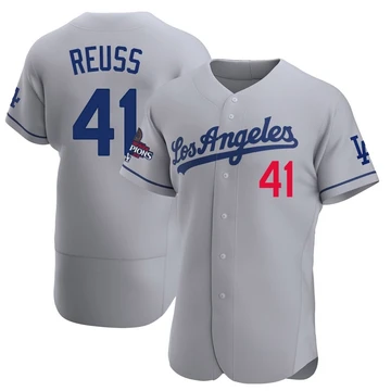 Men's Los Angeles Dodgers Jerry Reuss ＃41 Gray Authentic Away Official 2024 World Series Champions Jersey