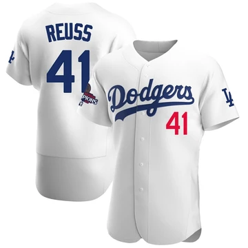 Men's Los Angeles Dodgers Jerry Reuss ＃41 White Authentic Home Official 2024 World Series Champions Jersey
