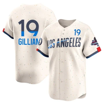 Men's Los Angeles Dodgers Jim Gilliam ＃19 Cream Limited 2024 City Connect World Series Champions Jersey