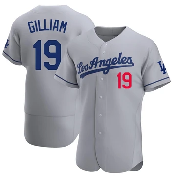 Men's Los Angeles Dodgers Jim Gilliam ＃19 Gray Authentic Away Jersey