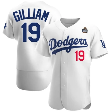 Men's Los Angeles Dodgers Jim Gilliam ＃19 White Authentic Home Official 2024 World Series Jersey