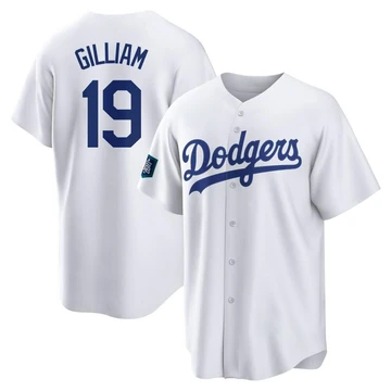 Men's Los Angeles Dodgers Jim Gilliam ＃19 White Replica 2024 World Tour Seoul Series Home Jersey