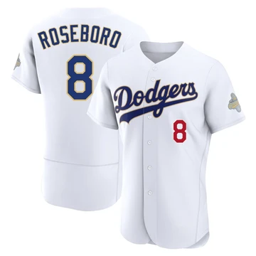 Men's Los Angeles Dodgers John Roseboro ＃8 Gold Authentic White 2026 Collection Jersey
