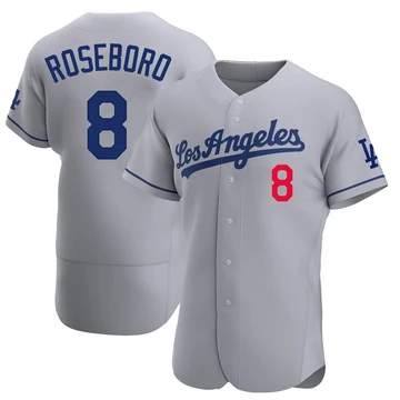 Men's Los Angeles Dodgers John Roseboro ＃8 Gray Authentic Away Jersey