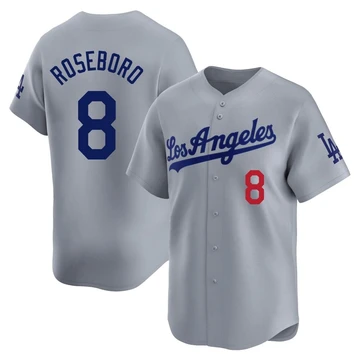 Men's Los Angeles Dodgers John Roseboro ＃8 Gray Limited Away Jersey