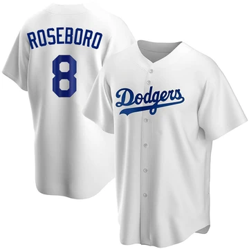 Men's Los Angeles Dodgers John Roseboro ＃8 White Replica Home Jersey