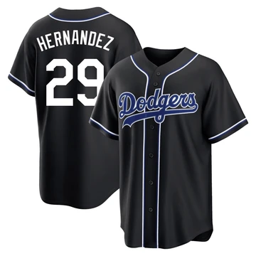 Men's Los Angeles Dodgers Jonathan Hernandez ＃29 Black Replica Fashion Out Jersey