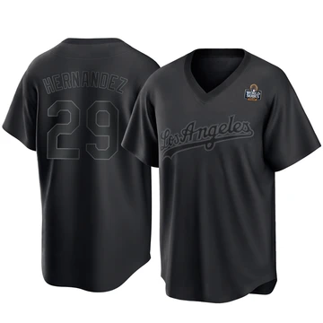 Men's Los Angeles Dodgers Jonathan Hernandez ＃29 Black Replica Pitch Fashion 2024 World Series Jersey
