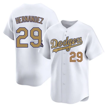 Men's Los Angeles Dodgers Jonathan Hernandez ＃29 Gold Limited White 2025 Collection Jersey