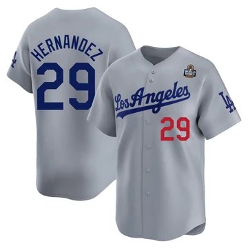 Men's Los Angeles Dodgers Jonathan Hernandez ＃29 Gray Limited Away 2024 World Series Jersey