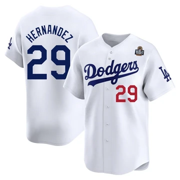 Men's Los Angeles Dodgers Jonathan Hernandez ＃29 White Limited Home 2024 World Series Jersey
