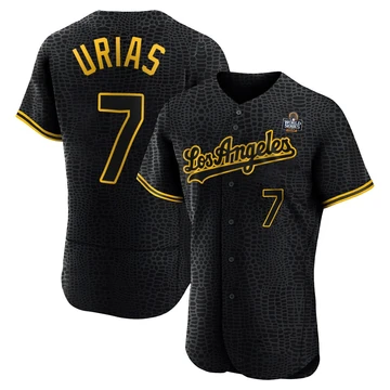 Men's Los Angeles Dodgers Julio Urias ＃7 Black Authentic Snake Skin City 2024 World Series Jersey