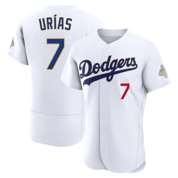 Men's Los Angeles Dodgers Julio Urias ＃7 Gold Authentic White 2026 Collection Jersey