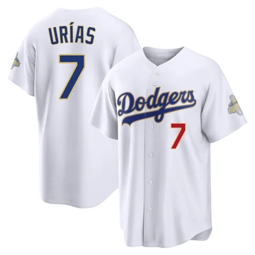Men's Los Angeles Dodgers Julio Urias ＃7 Gold Limited White 2026 Collection Stadium Jersey