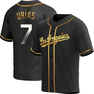 Men's Los Angeles Dodgers Julio Urias ＃7 Gold Replica Black en Alternate Jersey