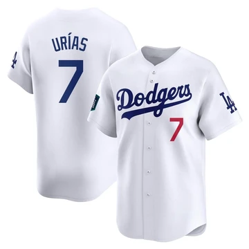 Men's Los Angeles Dodgers Julio Urias ＃7 White Limited 2024 World Tour Seoul Series Home Jersey