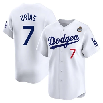 Men's Los Angeles Dodgers Julio Urias ＃7 White Limited Home 2024 World Series Jersey