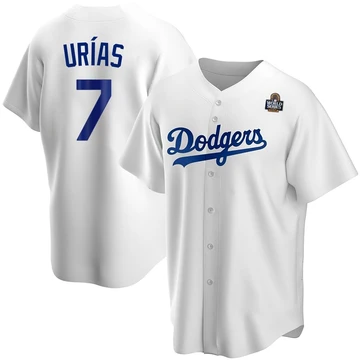 Men's Los Angeles Dodgers Julio Urias ＃7 White Replica Home 2024 World Series Jersey