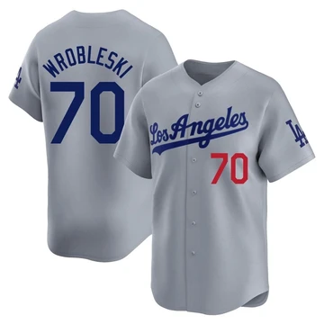 Men's Los Angeles Dodgers Justin Wrobleski ＃70 Gray Limited Away Jersey