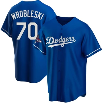 Men's Los Angeles Dodgers Justin Wrobleski ＃70 Royal Replica Alternate 2024 World Series Champions Jersey
