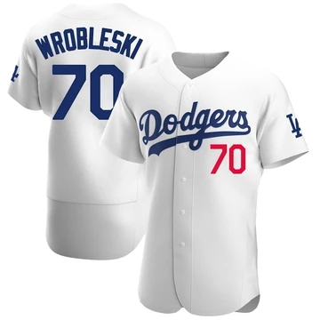 Men's Los Angeles Dodgers Justin Wrobleski ＃70 White Authentic Home Jersey