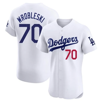 Men's Los Angeles Dodgers Justin Wrobleski ＃70 White Elite Home Jersey