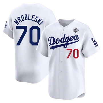 Men's Los Angeles Dodgers Justin Wrobleski ＃70 White Limited Home 2025 World Series Jersey