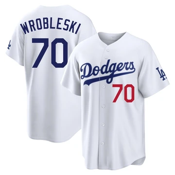 Men's Los Angeles Dodgers Justin Wrobleski ＃70 White Limited Home Stadium Jersey