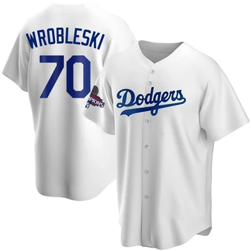 Men's Los Angeles Dodgers Justin Wrobleski ＃70 White Replica Home 2024 World Series Champions Jersey