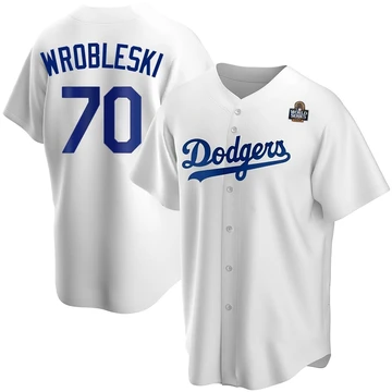 Men's Los Angeles Dodgers Justin Wrobleski ＃70 White Replica Home 2024 World Series Jersey