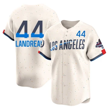 Men's Los Angeles Dodgers Ken Landreaux ＃44 Cream Limited 2024 City Connect World Series Champions Jersey