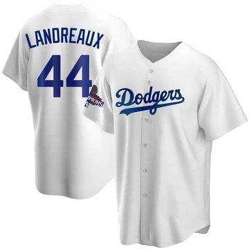 Men's Los Angeles Dodgers Ken Landreaux ＃44 White Replica Home 2024 World Series Champions Jersey