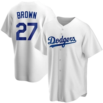 Men's Los Angeles Dodgers Kevin Brown ＃27 White Replica Home Jersey