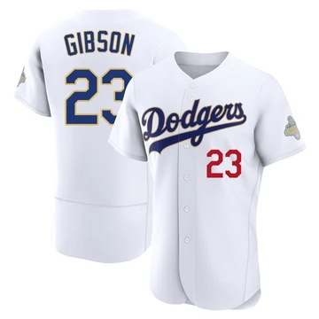 Men's Los Angeles Dodgers Kirk Gibson ＃23 Gold Authentic White 2026 Collection Jersey
