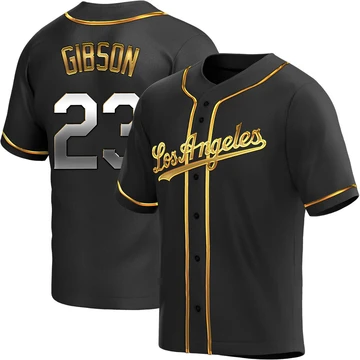 Men's Los Angeles Dodgers Kirk Gibson ＃23 Gold Replica Black en Alternate Jersey