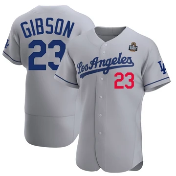 Men's Los Angeles Dodgers Kirk Gibson ＃23 Gray Authentic Away Official 2024 World Series Jersey