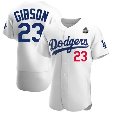 Men's Los Angeles Dodgers Kirk Gibson ＃23 White Authentic Home Official 2024 World Series Jersey