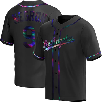 Men's Los Angeles Dodgers Kristopher Negron ＃9 Black Replica Holographic Alternate Jersey