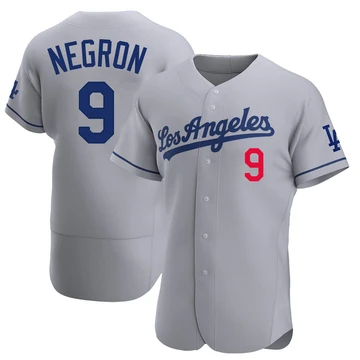 Men's Los Angeles Dodgers Kristopher Negron ＃9 Gray Authentic Away Jersey