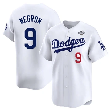 Men's Los Angeles Dodgers Kristopher Negron ＃9 White Limited Home 2025 World Series Jersey