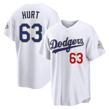 Men's Los Angeles Dodgers Kyle Hurt ＃63 Gold Limited White 2026 Collection Stadium Jersey