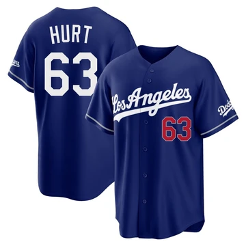 Men's Los Angeles Dodgers Kyle Hurt ＃63 Royal Limited Alternate Stadium Jersey