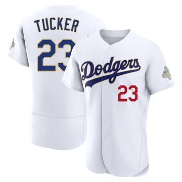Men's Los Angeles Dodgers Kyle Tucker ＃23 Gold Authentic White 2026 Collection Jersey