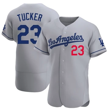 Men's Los Angeles Dodgers Kyle Tucker ＃23 Gray Authentic Away Jersey