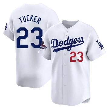 Men's Los Angeles Dodgers Kyle Tucker ＃23 White Limited Home 2024 World Series Champions Jersey