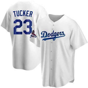 Men's Los Angeles Dodgers Kyle Tucker ＃23 White Replica Home 2024 World Series Champions Jersey