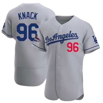 Men's Los Angeles Dodgers Landon Knack ＃96 Gray Authentic Away Official 2024 World Series Champions Jersey